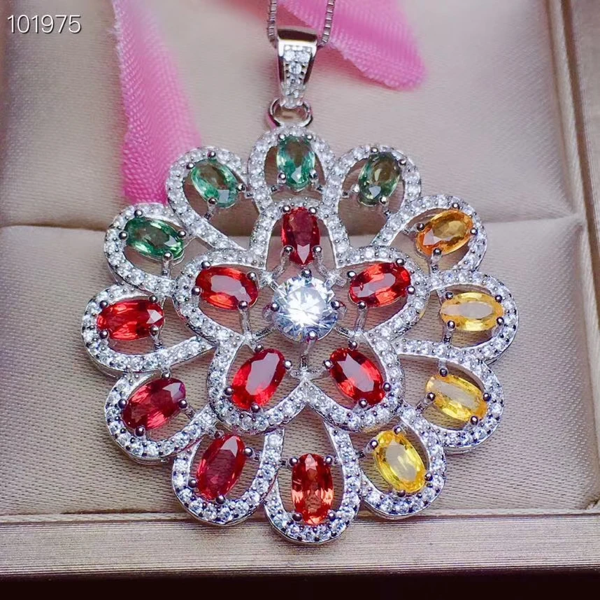 

KJJEAXCMY boutique jewels 925 sterling silver inlaid natural color sapphire female luxury necklace pendant support test