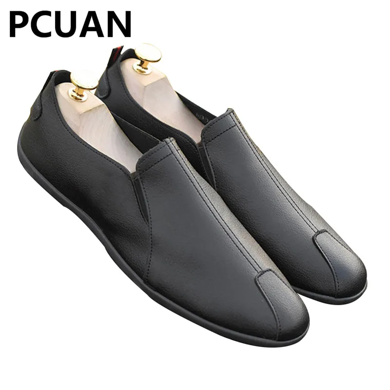 Дышащая обувь в горошек мужская повседневная из искусственной кожи Лоферы без