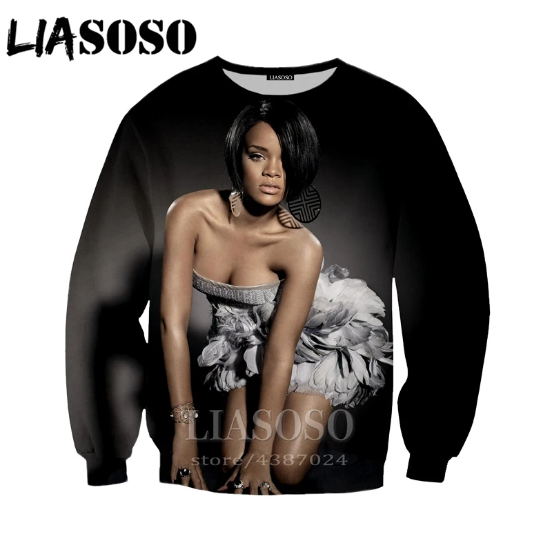 LIASOSO новые зимние женские/мужские сексуальные толстовки Rihanna 3D принт Толстовка