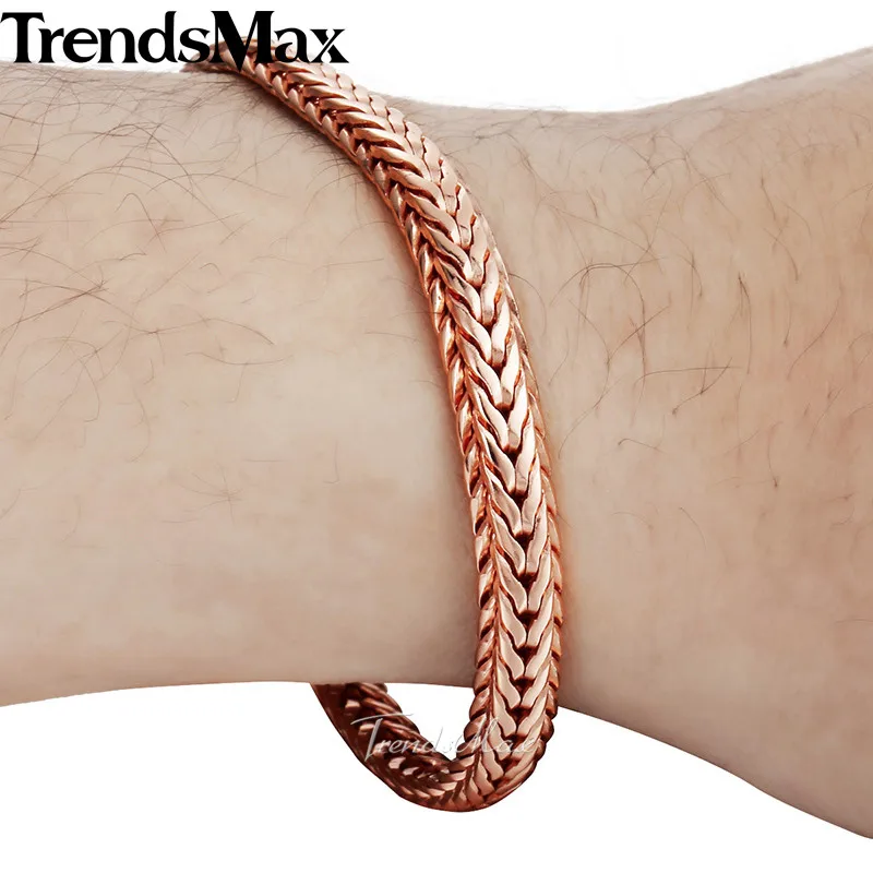 Браслет из розового золота 585 пробы 6 мм 8 дюймов|bracelets for|men braceletbracelets for women |