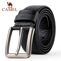 camel mens belt fashion genuine leather business wild casual pin buckle belt cross buttonhole design flexible top layer cowhide