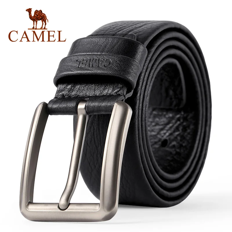 Мужской ремень CAMEL Модный деловой из натуральной кожи повседневный с пряжкой и