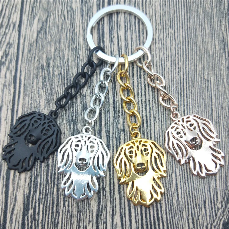 New Long Haired Dachshund Key Chains Fashion Pet Dog Jewellery Long Haired Dachshund Car Keychain Bag Keyring For Women Men