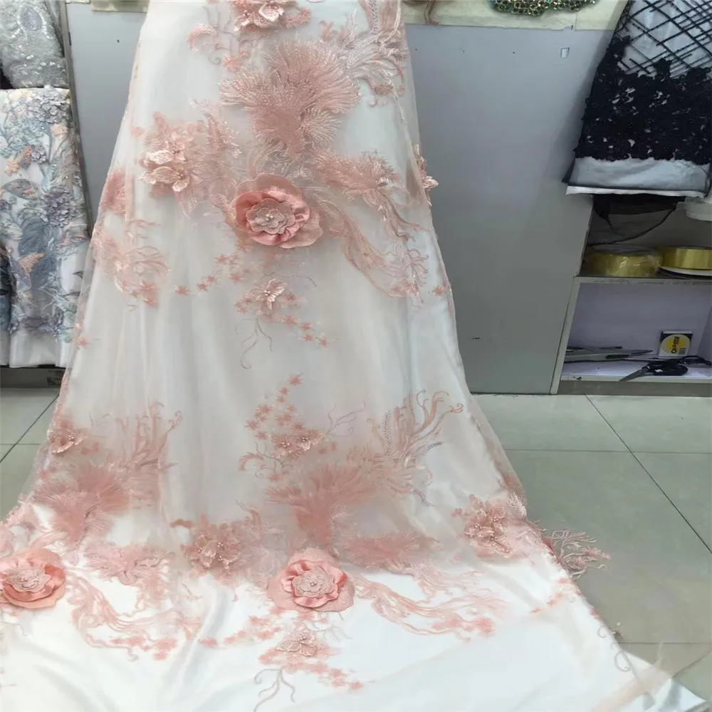 Свадебные нигерийские кружевные материалы 3D кружевная ткань высокое качество 2019