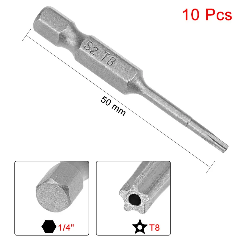 Uxcell 10 шт./лот 50 мм 1/4 &quotшестигранный хвостовик T8 T10 T15 T20 T25 T27 T30 T40 магнитная головка