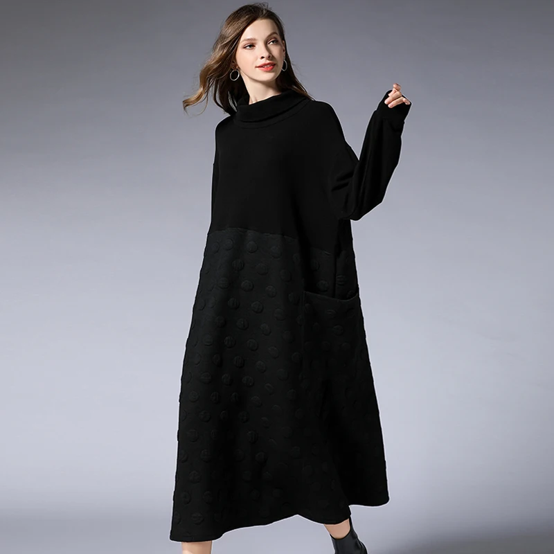 Winter Basic Black Dresses Plus Size Autumn Women 2018Woman Elegant All Match Knit Sweater Femme Dress Vestidos Feminino | Женская