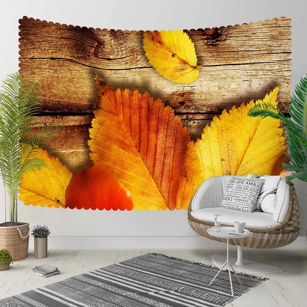Фото Еще коричневое дерево на желтых оранжевых сушеных листьях 3D печать декоративная