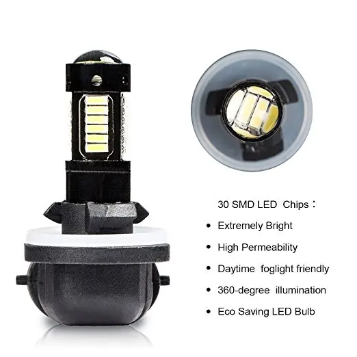 Комплект из 2 предметов высокого Мощность 6500K белый 30-SMD 4014 881 889 H27 светодиодный Замена лампы для автомобилей Противотуманные фары, автомобильные лампы, 12V автомобильный светодиодный, желтый/красный