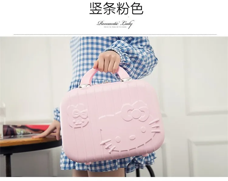 Love cat travel kit Макияж комплект корейский портативный на молнии Коробка милая девочка повседневная водостойкая 13 дюймов макияж Чехол голограммы