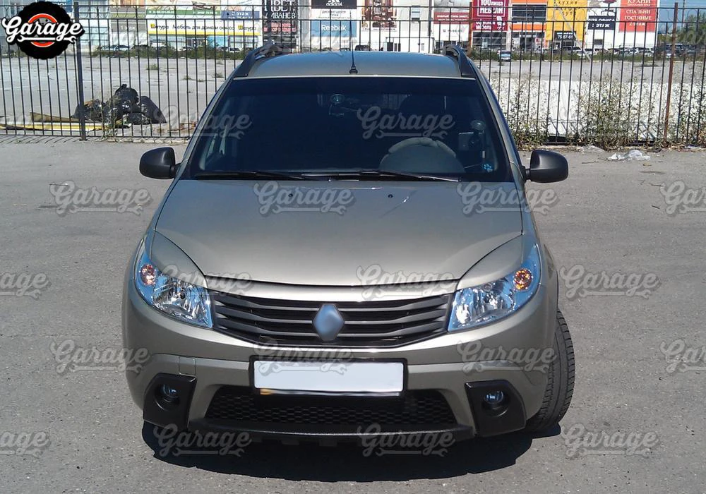 Веки для фар Renault Sandero / Stepway 2009 2013 АБС пластиковые накладки изгиб бровей