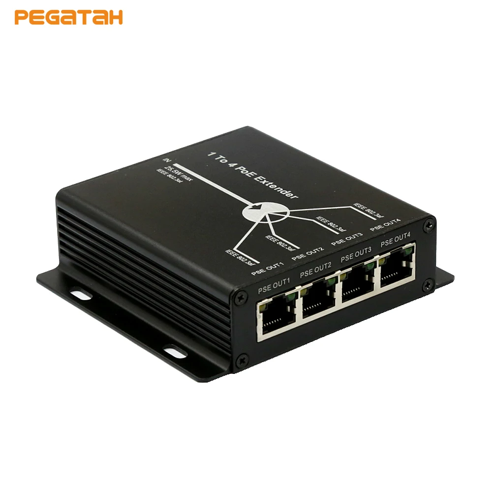 PEGATAH 4 порта IEEE802.3af PoE расширитель работы для сетевой ip камеры расширение