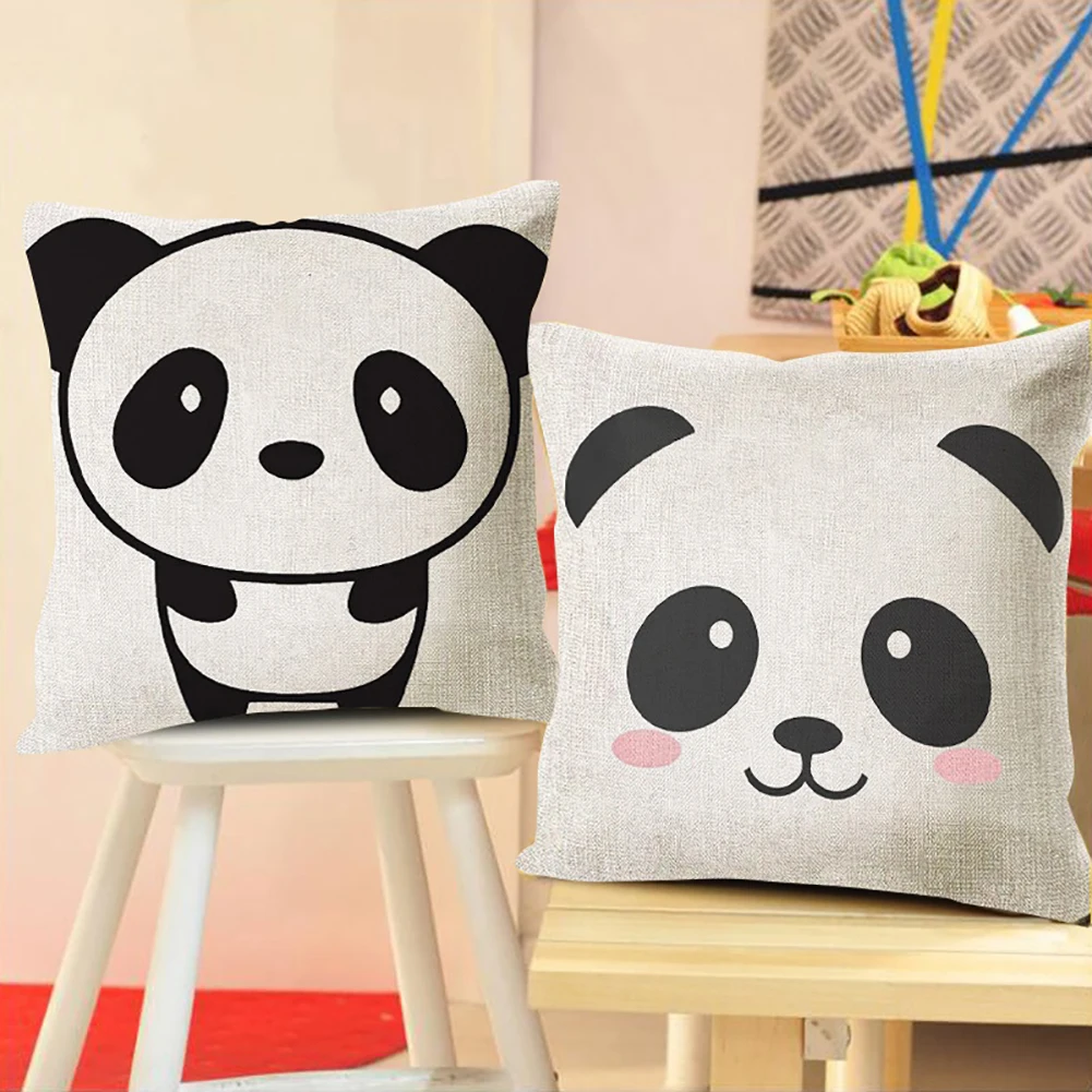 Льняная квадратная наволочка для подушки с рисунком панды|cushion cover home decor|cover