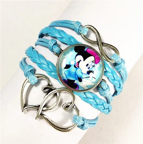 L Jiangzimei 1 шт. мультфильм фильм Прекрасный мышь браслеты Minnie для детей девочек бесконечный, Персиковое сердце Шарм браслет, лучший подарок - Окраска металла: L
