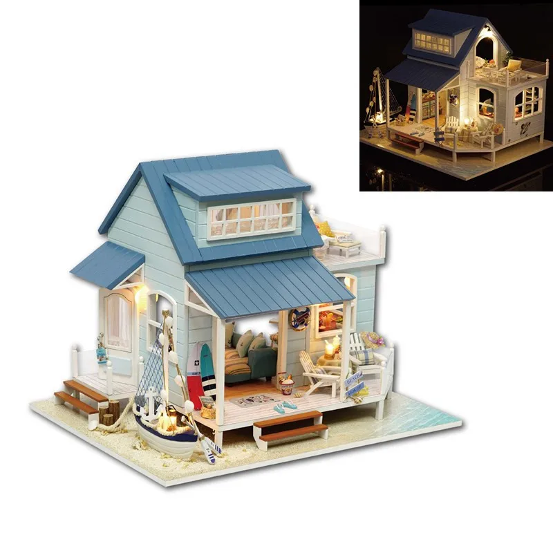 CuteRoom A-037-A Caribbean DIY Wooden Dollhouse Miniature Kit With Light Music Motor Best Gift For Children Girls | Игрушки и хобби