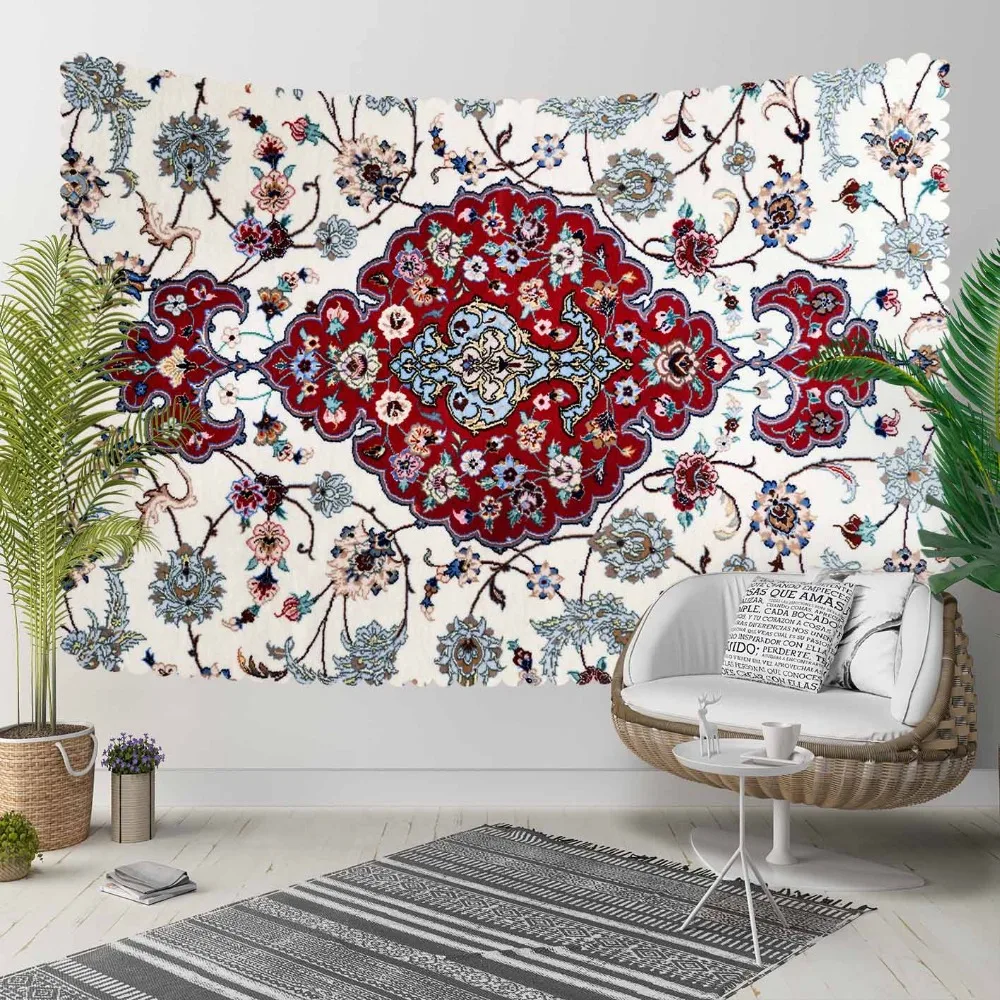 

Else White Red Persian Tradional Ethnic Blue Floral 3D Print Decorative Hippi Bohemian Wall Hanging Landscape Tapestry Wall Art