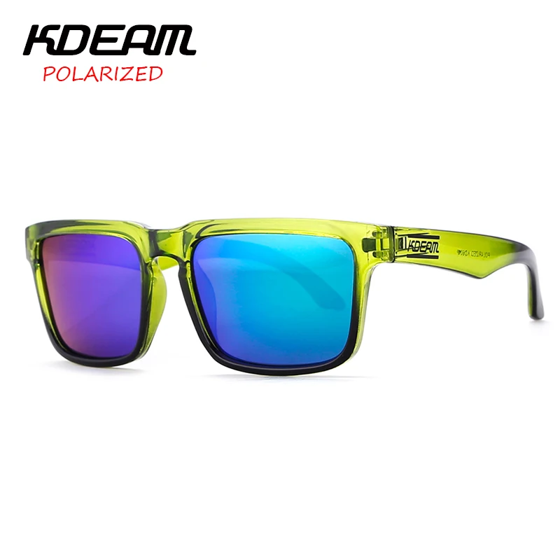

KDEAM Cool Green Summer Women Party Sunglasses Square Frame Sun Glasses Men Polarized Mirror lens UV400 With Hard Case KD901P-C8