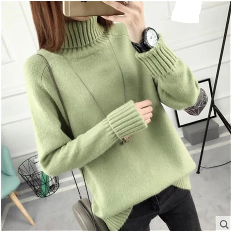 

Sweater for women Korean fashion 2018 Knitting Turtleneck sweater womens thick Winter Warm sweater Stretch Autumn new style 3962