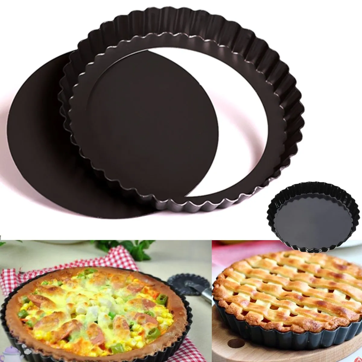 6 ''Flan оловянный пирог сковорода рифленый противень для выпечки антипригарное свободное основание Плесень Комплект кухонное приложение