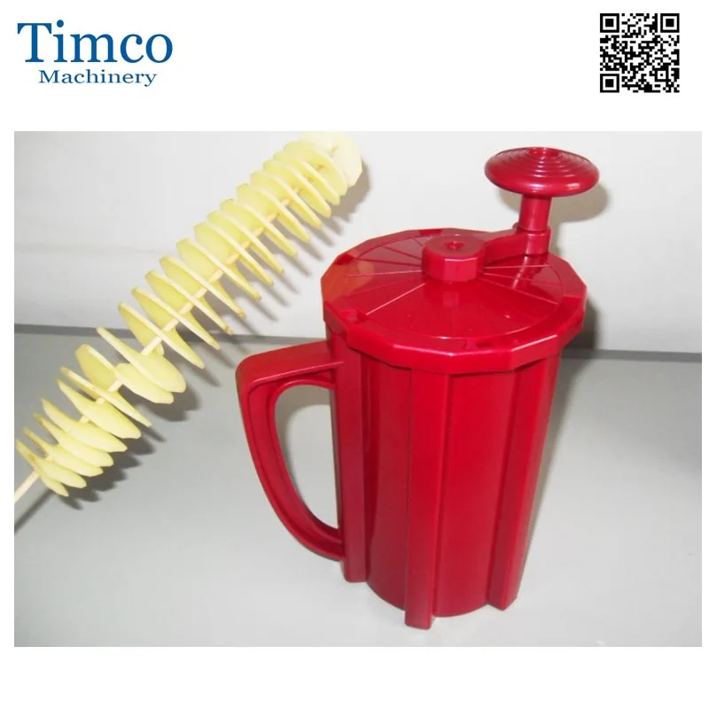 

Chips Spiral Potato Cutter Red ABS Plastic Home Manual Twist Potato Machine