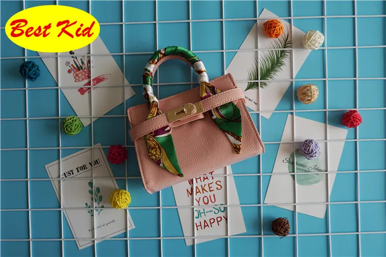 Pink DHL! BestKid стильные сумки с шарфом для малышей милые сумки на плечо детские мини сумки для девочек кошелек SMT004D - Цвет: Pink