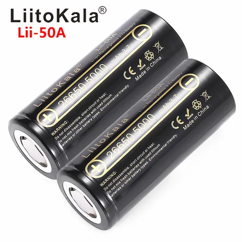 1-16 шт. LiitoKala Lii-50A 26650 5000 мАч литиевая батарея большой емкости 3,7 В для фонарика power Bank литий-ионная аккумуляторная батарея