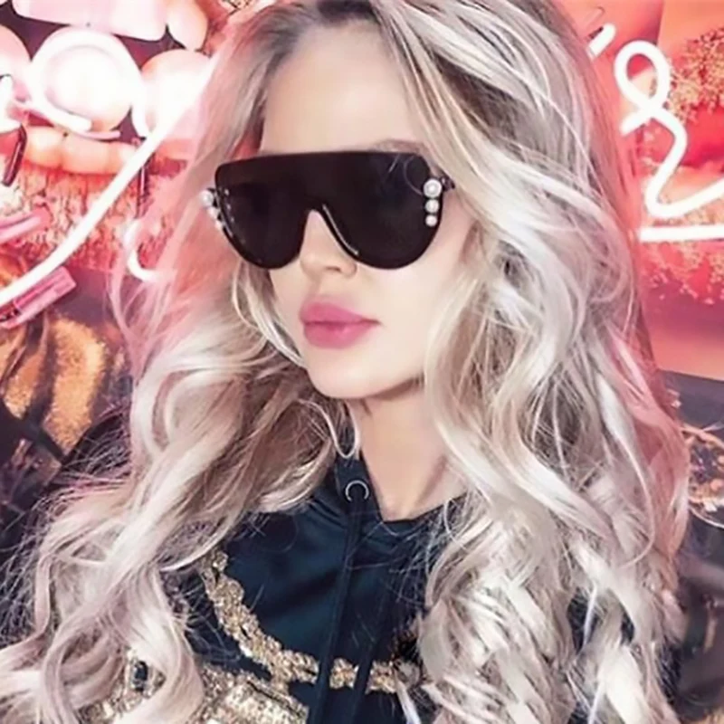 Мужские солнцезащитные очки Wom en круглые дизайнерские полуоправы с жемчугом