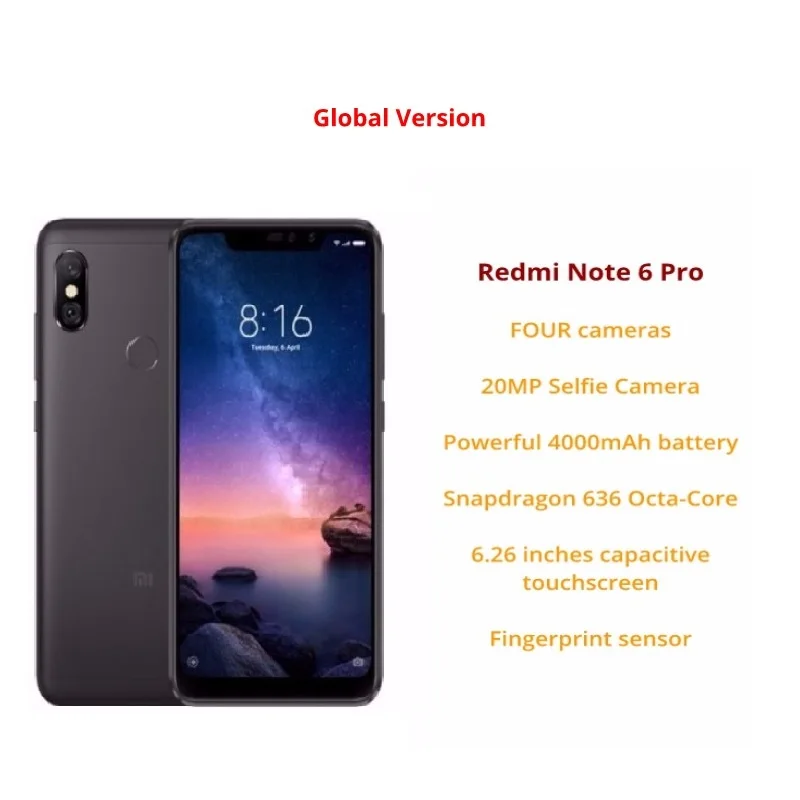 Xiaomi Redmi Note 6 Pro 64 ГБ ОЗУ 4 ПЗУ (новый и запечатанный)|Смартфоны| |