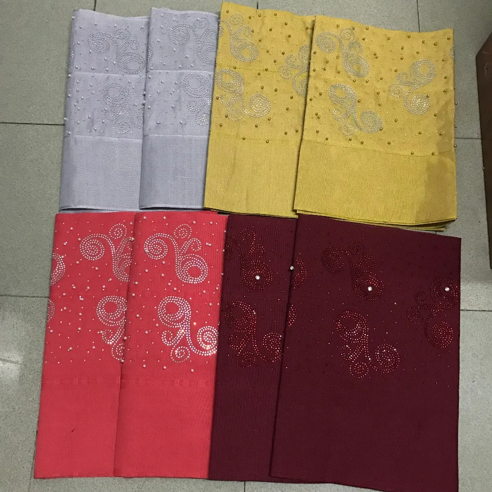 В нигерийском стиле дизайн ASO OKE gele головная вышивка с бисером камни высокое качественные шарфы ткань 2 шт./комплект для женщин