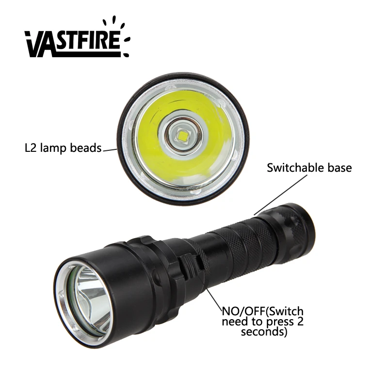 Портативный водонепроницаемый подводный фонарик VastFire T6 1000 люмен фонафонарь для