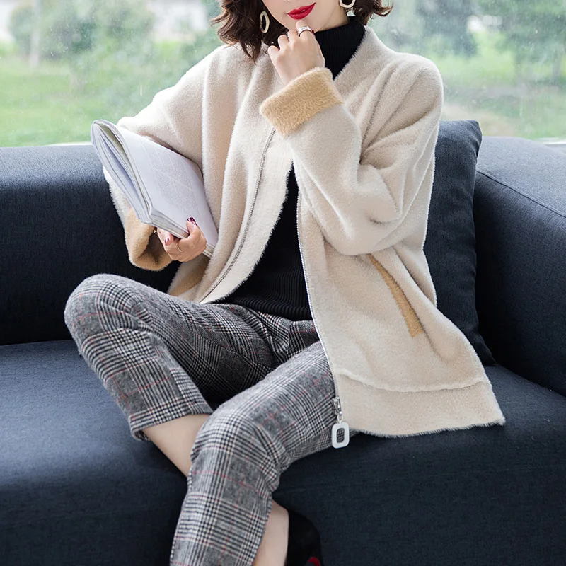 Женское пальто с круглым вырезом XL осенне-зимнее толстое теплое шерстяное на