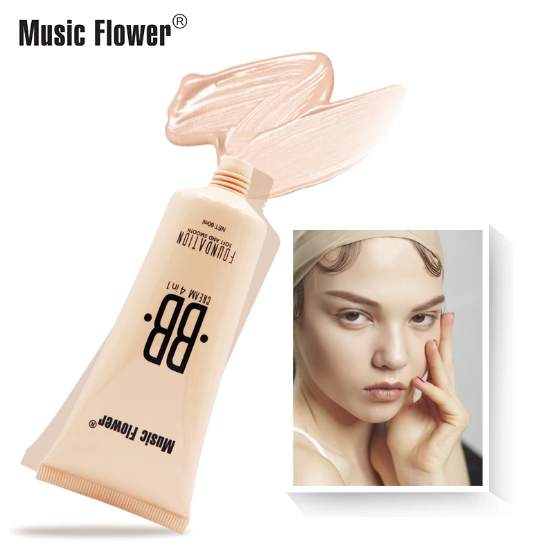 Music Flower BB Cream 4 in 1 Foundation Longlasting Moisturizing Brightening Concealer Flawless Basic Women Makeup Face Beauty |