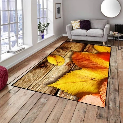 

Else Brown Wood Yellow Red Dried Leaf Nature 3d Print Non Slip Microfiber Living Room Decorative Modern Washable Area Rug Mat