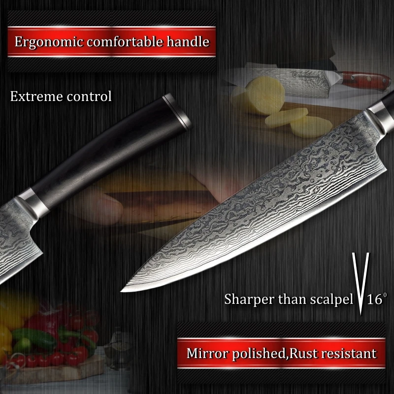 GRANDSHARP 67 слоев японского Дамаск Сталь дамасский поварской нож 8 дюймов VG-10 дамасский клинок Кухня Ножи PRO Пособия по кулинарии инструменты