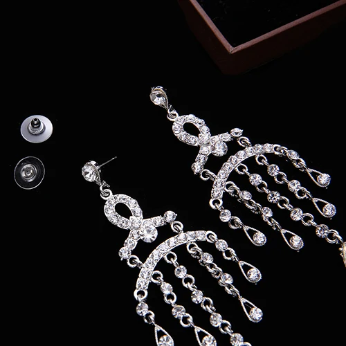 Women Fashion Shiny Rhinestone Multilayer Tassels Dangle Earrings Wedding Jewelry | Украшения и аксессуары