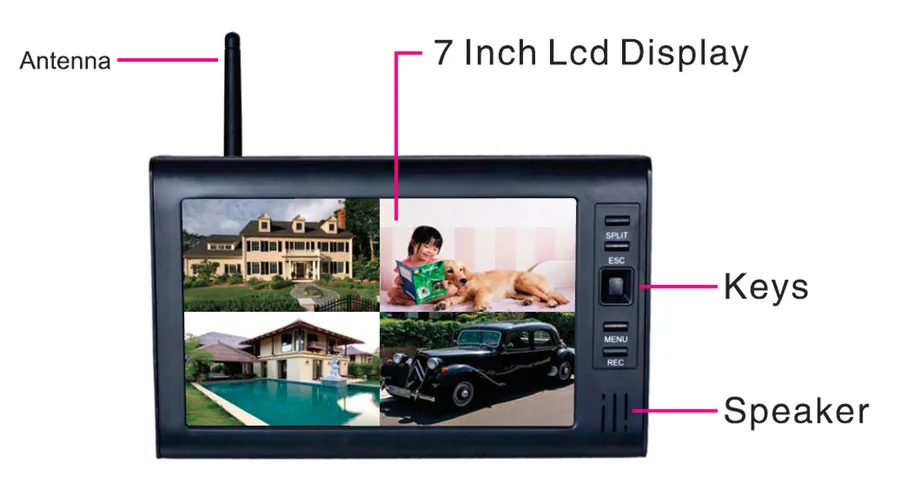 " lcd cctv система безопасности wifi беспроводная камера видеонаблюдения комплект обнаружения движения наружная ИК камера dvr Комплект sd w/запись