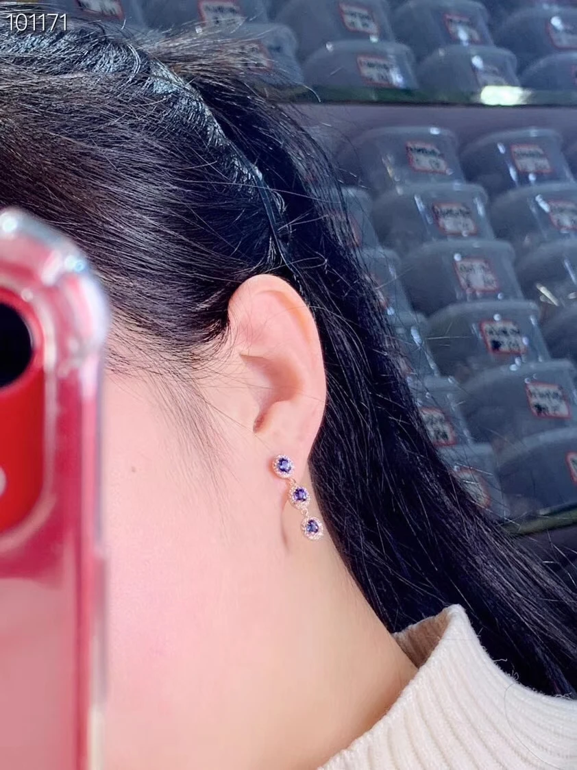 

KJJEAXCMY fine jewelry 925 pure silver inlaid natural sapphire lady eardrop support detection