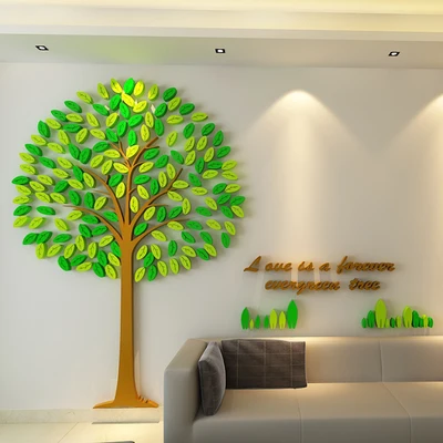 Акриловые наклейки на стену с мультяшным деревом, креативные декоративные 3D наклейки для детской, спальни, гостиной, детского сада, класса