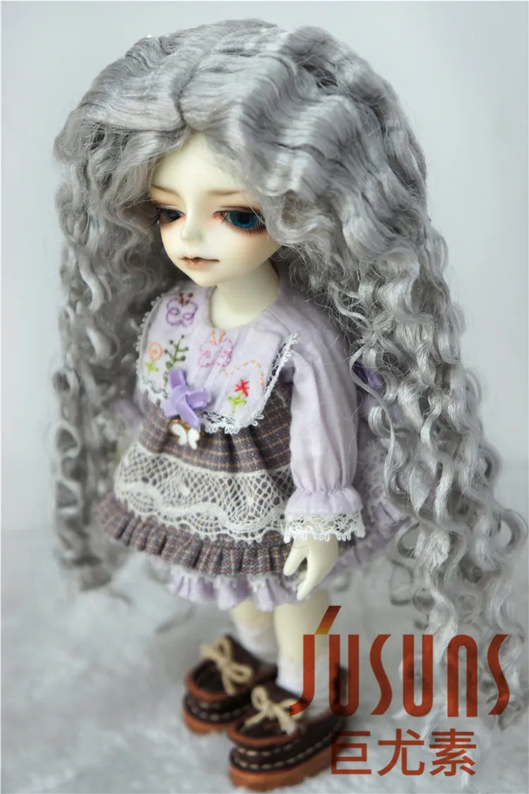 4-5inch Gray JD220 1/12 1/8 Мода BJD синтетический мохер куклы парики Размер 4-5 дюймов 5-6 дюймов длинные вьющиеся мягкие волосы BJD - Цвет: 4-5inch Gray
