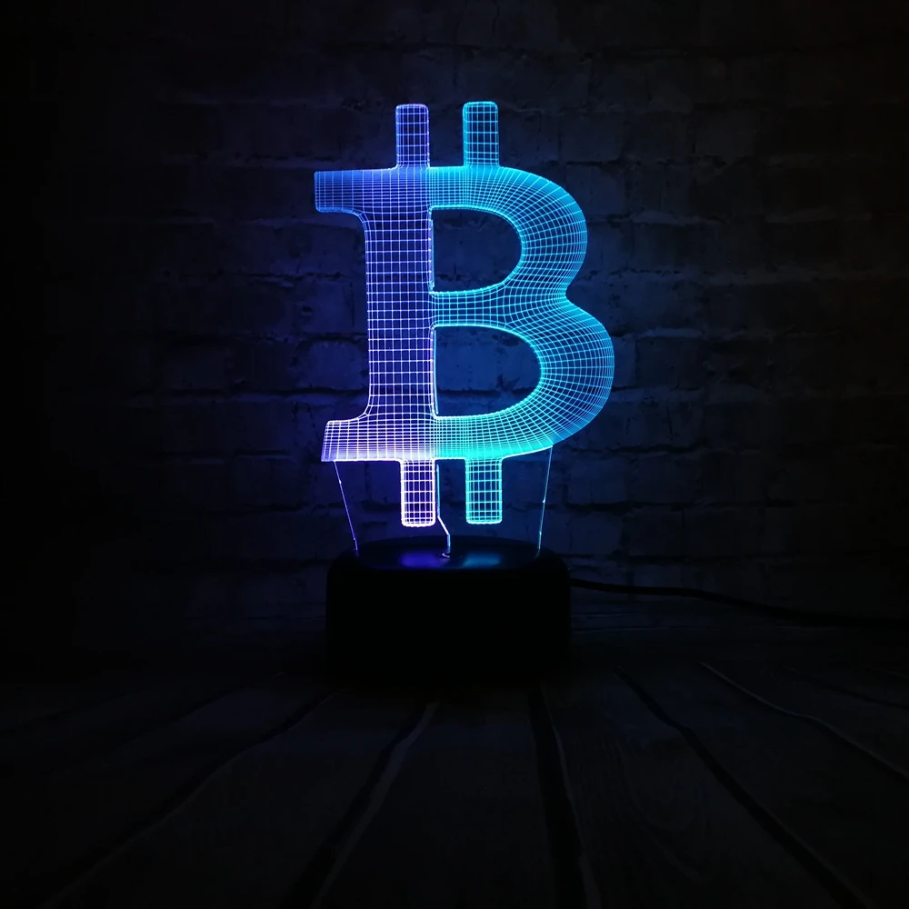 2018 новый пользовательский стиль двойной цвет 3D Биткоин ИК сенсорный Ночной