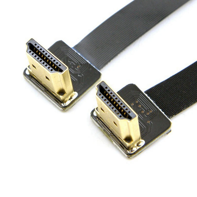 LEORY FPV HDMI кабель двойной под углом 90 градусов Тип мужчина к мужчине HDTV плоский