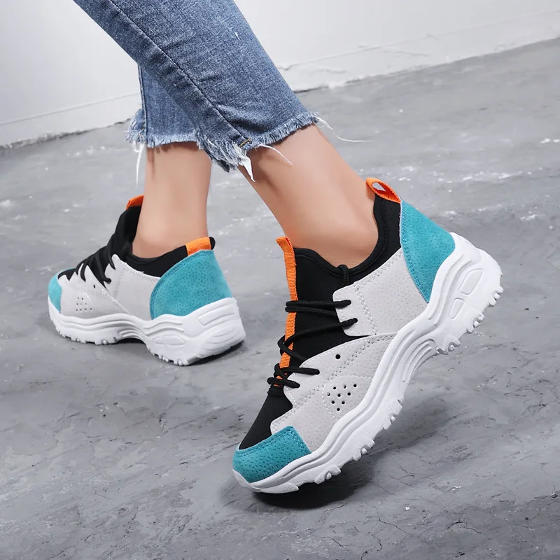 Женская обувь на платформе дышащая Повседневное кроссовки мода осень