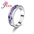 Очаровательные фиолетовые Квадратные Кольца для женщин, Настоящее серебро 925 пробы, фианит, лучший подарок на день рождения, блестящий стиль