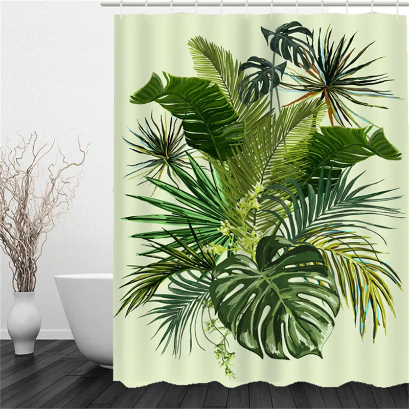 Bath Curtain Of Coloured Drawing Or Pattern Greenery Leaf Children Bedroom Curtains Is Waterproof Prevent Float | Дом и сад