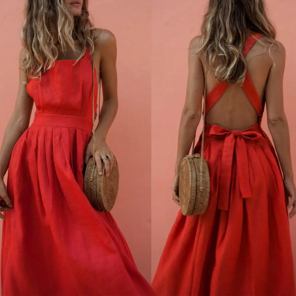 Hirigin Модные женские Boho без рукавов платье на бретелях женская повседневная юбка с