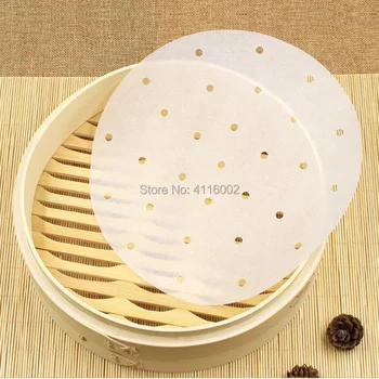 6inch 8inch 10inch Bamboo Steamer Dim Sum Paper Non Stick Under Steam Mat Cooking Papers For Food Steamer