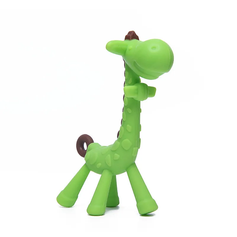 giraffe-green Силиконовые Прорезыватели, сделай сам, животное, коала, детское кольцо, прорезыватель, BPA FreeInfant, Сова, коала, бусины, сделай сам, цепочка для детей, прорезыватель, подарок, игрушки для малышей - Цвет: giraffe-green