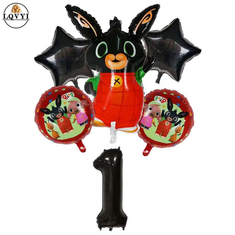 6 шт./лот, фольгированные шары Bing Bunny, воздушный шар с мультяшным Кроликом, размер 30 дюймов, для детей 1, 2, 3, 4, 5 лет, для дня рождения, аксессуары, игрушки - Цвет: Сливовый