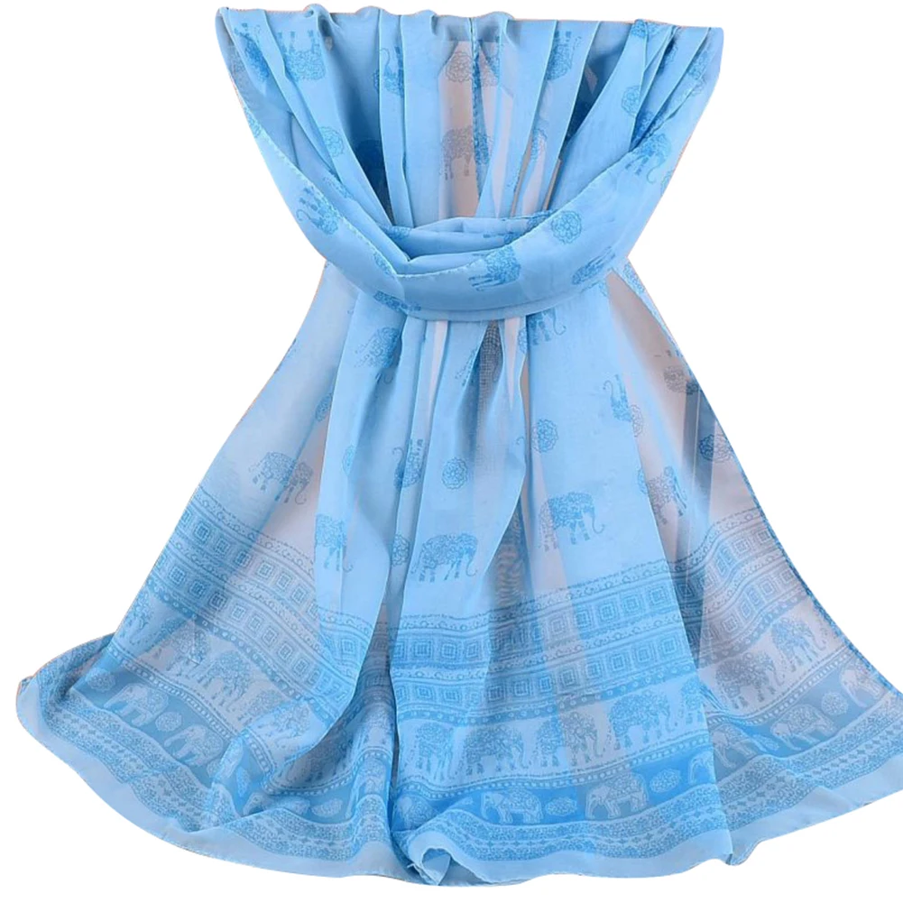 Модный шифоновый Женский мягкий дышащий Длинный Шарф С Рисунком Слона|neck wrap|long