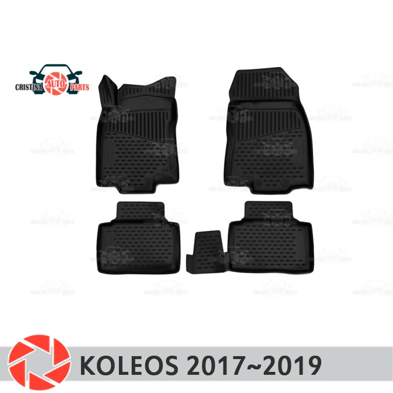 Напольные коврики для Renault Koleos 2017-2019 Нескользящие полиуретановые защиты от грязи
