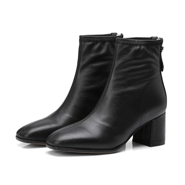 Женские ботильоны из коровьей кожи без застежки на высоком каблуке|Женские